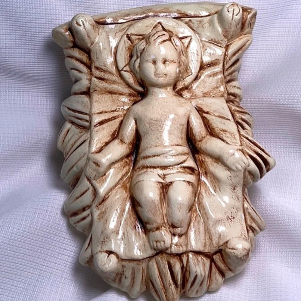 Vintage Baby Jesus  Religious Decor Ceramic nativity scene‎ set piece Christmas